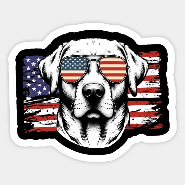 Labrador Retriever Patriotic Sunglasses American Flag 4th of July Sticker by karishmamakeia